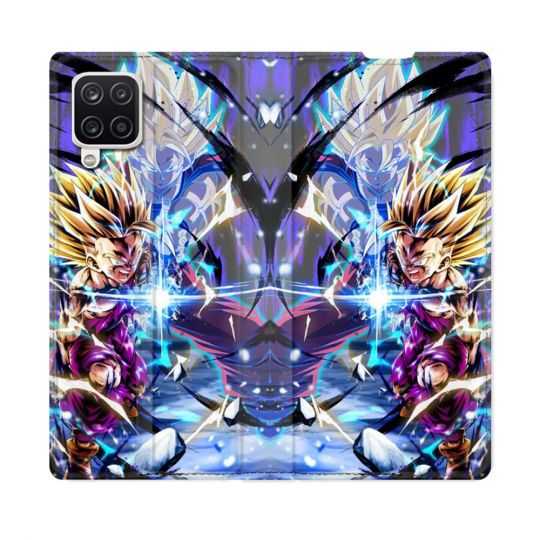 Housse Cuir Portefeuille Pour Samsung Galaxy A12 Manga Dragon Ball Sangohan Duo