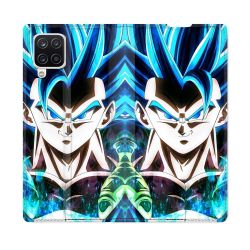 Housse Cuir Portefeuille Pour Samsung Galaxy A12 Manga Dragon Ball Gogeta Visage