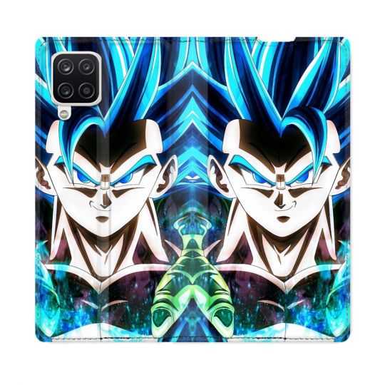 Housse Cuir Portefeuille Pour Samsung Galaxy A12 Manga Dragon Ball Gogeta Visage