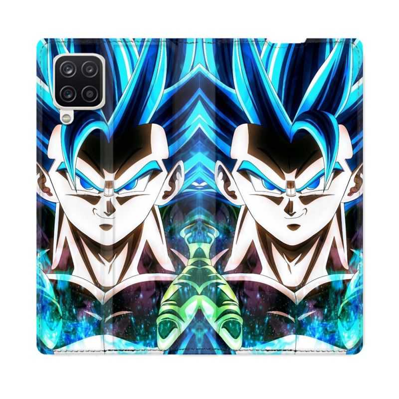 Housse Cuir Portefeuille Pour Samsung Galaxy A12 Manga Dragon Ball Gogeta Visage