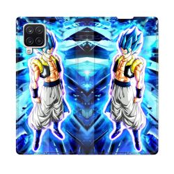 Housse Cuir Portefeuille Pour Samsung Galaxy A12 Manga Dragon Ball Gogeta Lumiere