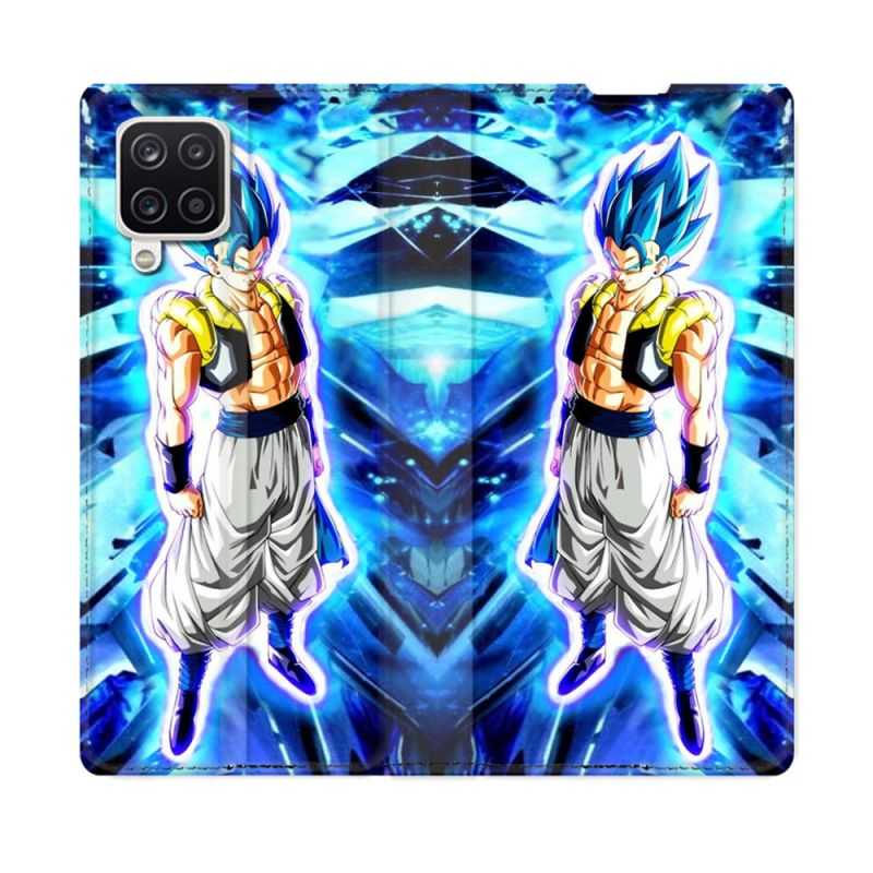 Housse Cuir Portefeuille Pour Samsung Galaxy A12 Manga Dragon Ball Gogeta Lumiere