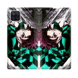 Housse Cuir Portefeuille Pour Samsung Galaxy A12 Manga Demon Slayer Tanjiro