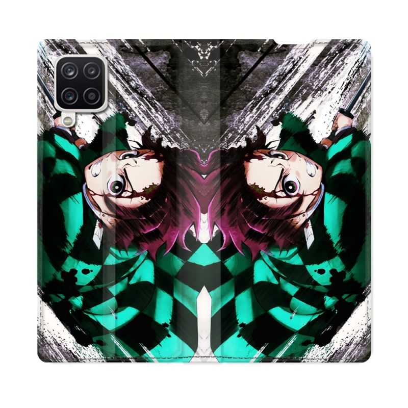 Housse Cuir Portefeuille Pour Samsung Galaxy A12 Manga Demon Slayer Tanjiro