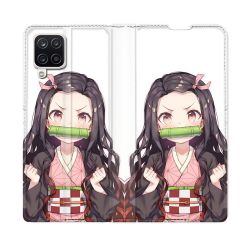 Housse Cuir Portefeuille Pour Samsung Galaxy A12 Manga Demon Slayer Nezuko