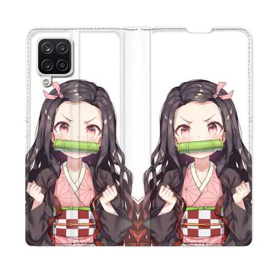 Housse Cuir Portefeuille Pour Samsung Galaxy A12 Manga Demon Slayer Nezuko