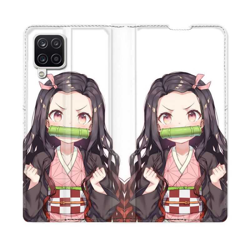 Housse Cuir Portefeuille Pour Samsung Galaxy A12 Manga Demon Slayer Nezuko
