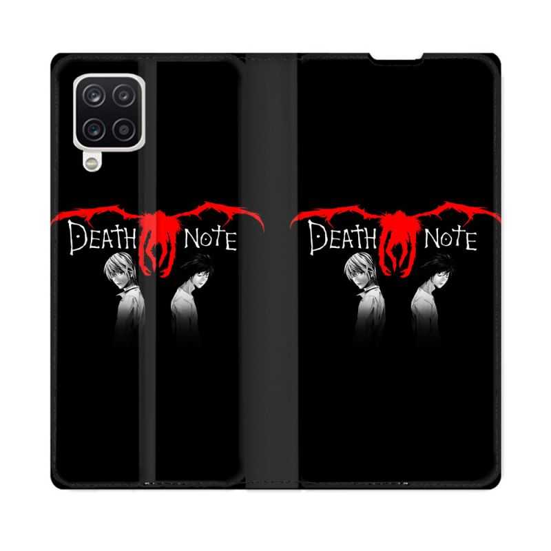 Housse Cuir Portefeuille Pour Samsung Galaxy A12 Manga Death Note Noir