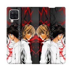 Housse Cuir Portefeuille Pour Samsung Galaxy A12 Manga Death Note Duo