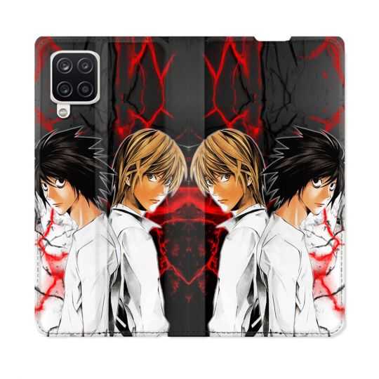 Housse Cuir Portefeuille Pour Samsung Galaxy A12 Manga Death Note Duo