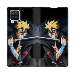 Housse Cuir Portefeuille Pour Samsung Galaxy A12 Manga Boruto Tatouage