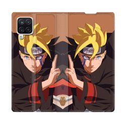 Housse Cuir Portefeuille Pour Samsung Galaxy A12 Manga Boruto Signe
