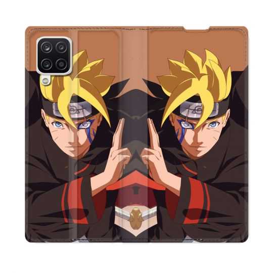 Housse Cuir Portefeuille Pour Samsung Galaxy A12 Manga Boruto Signe