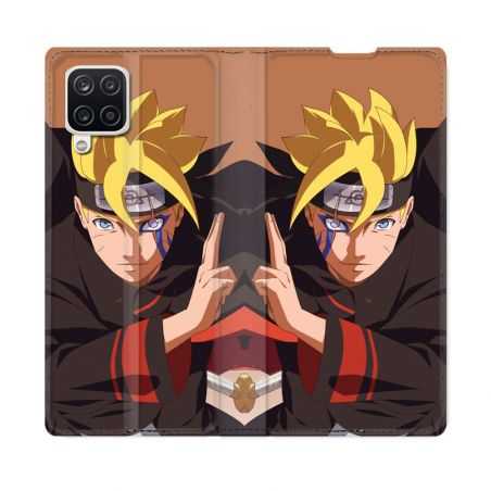 Housse Cuir Portefeuille Pour Samsung Galaxy A12 Manga Boruto Signe