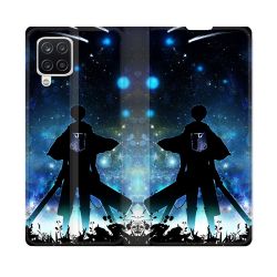 Housse Cuir Portefeuille Pour Samsung Galaxy A12 Manga Attaque Titans Levi