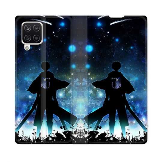 Housse Cuir Portefeuille Pour Samsung Galaxy A12 Manga Attaque Titans Levi