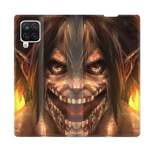Housse Cuir Portefeuille Pour Samsung Galaxy A12 Manga Attaque Titans Eren Titan