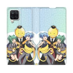 Housse Cuir Portefeuille Pour Samsung Galaxy A12 Manga Assassination Classroom Kuro Trio