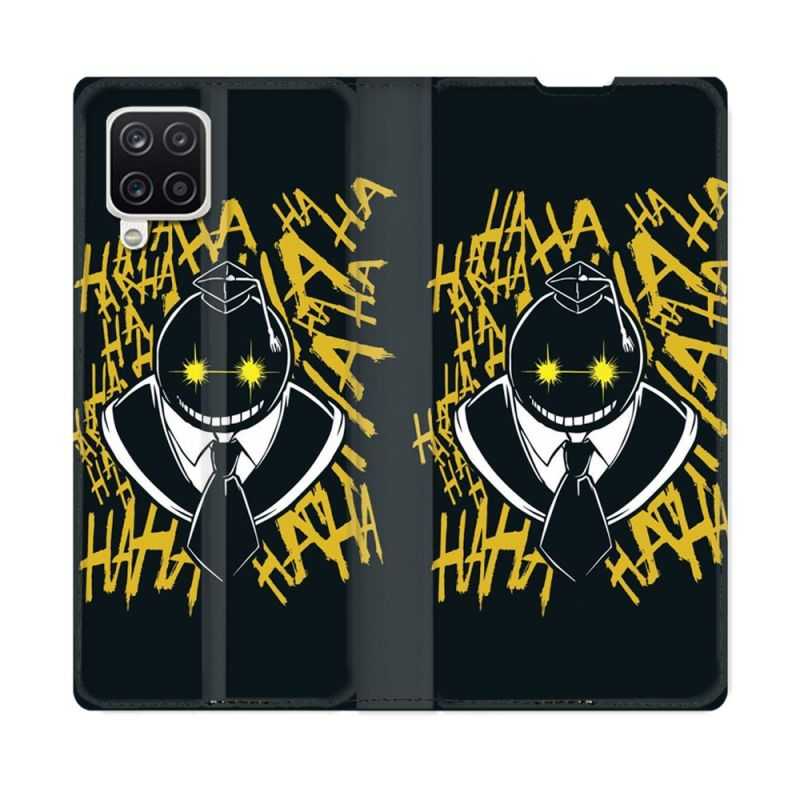 Housse Cuir Portefeuille Pour Samsung Galaxy A12 Manga Assassination Classroom Kuro Noir