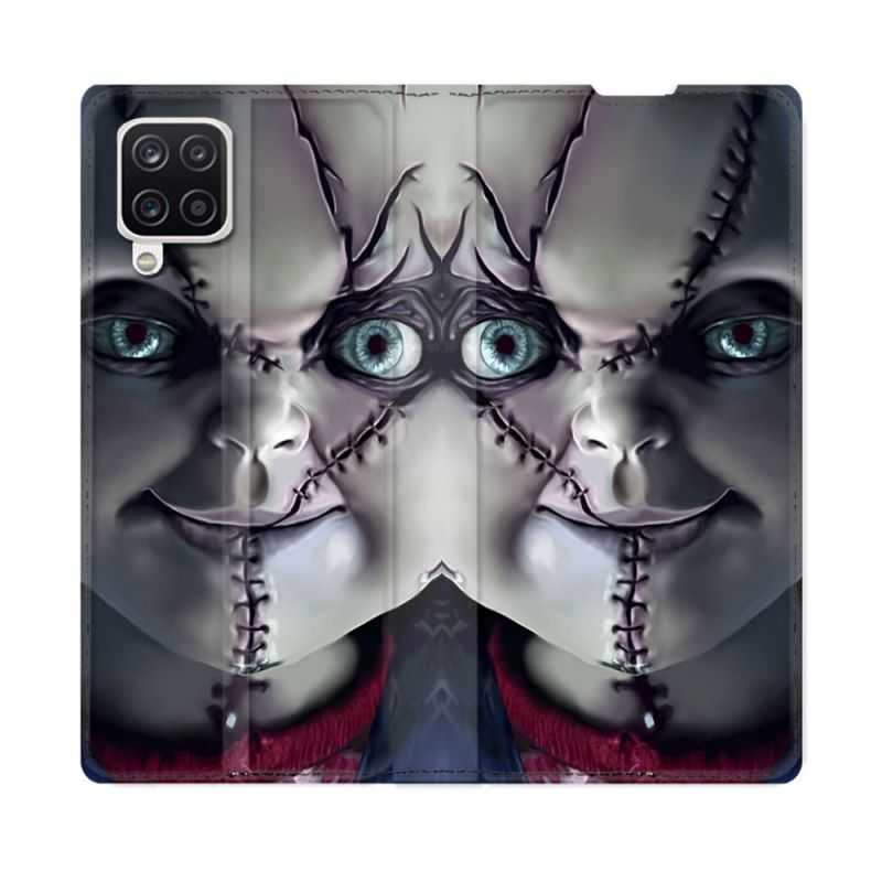 Housse Cuir Portefeuille Pour Samsung Galaxy A12 Horreur Chucky Cicatrice