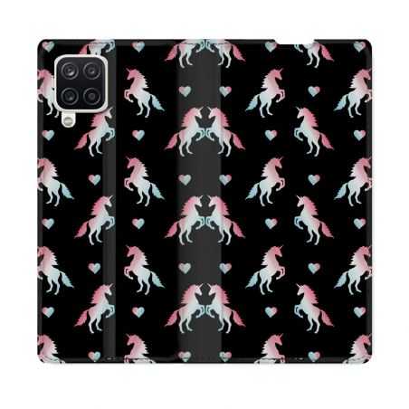 Housse Cuir Portefeuille Pour Samsung Galaxy A12 Fantastique Licorne Pattern