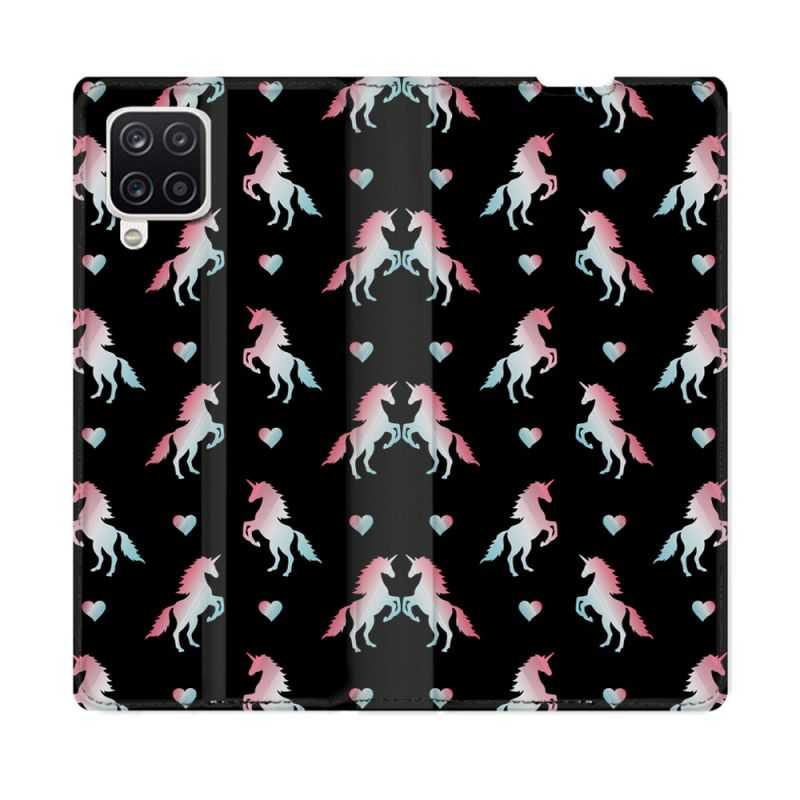 Housse Cuir Portefeuille Pour Samsung Galaxy A12 Fantastique Licorne Pattern