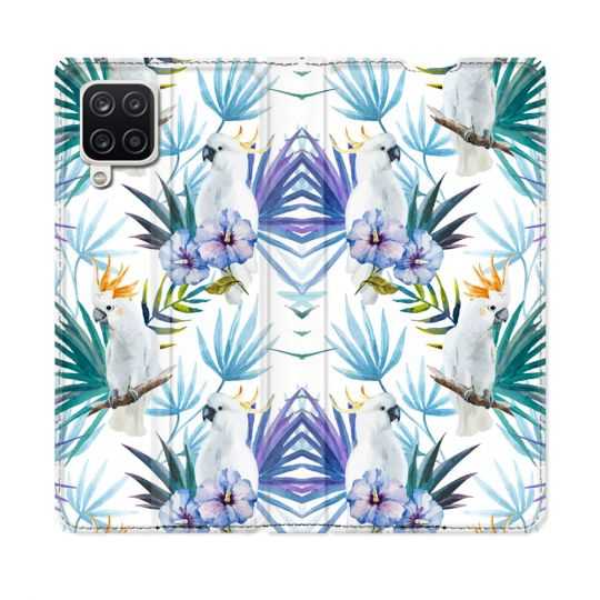Housse Cuir Portefeuille Pour Samsung Galaxy A12 Animal Perroquet Peinture