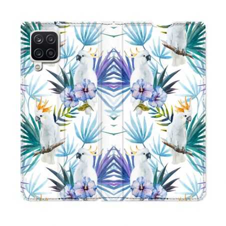 Housse Cuir Portefeuille Pour Samsung Galaxy A12 Animal Perroquet Peinture