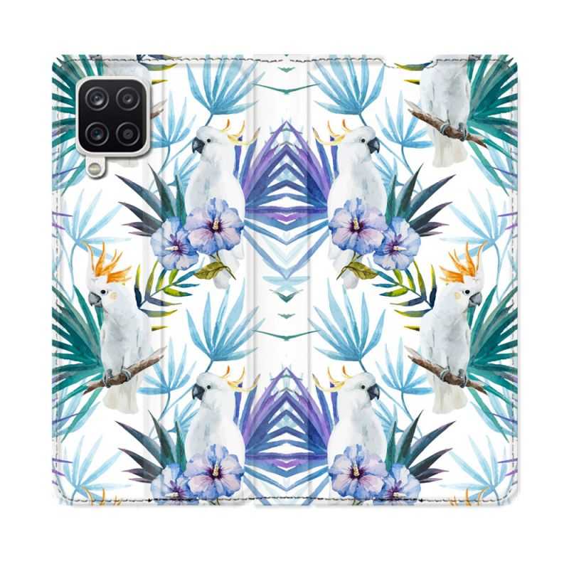 Housse Cuir Portefeuille Pour Samsung Galaxy A12 Animal Perroquet Peinture