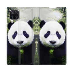 Housse Cuir Portefeuille Pour Samsung Galaxy A12 Animal Panda Color