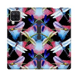 Housse Cuir Portefeuille Pour Samsung Galaxy A12 Animal Libellule