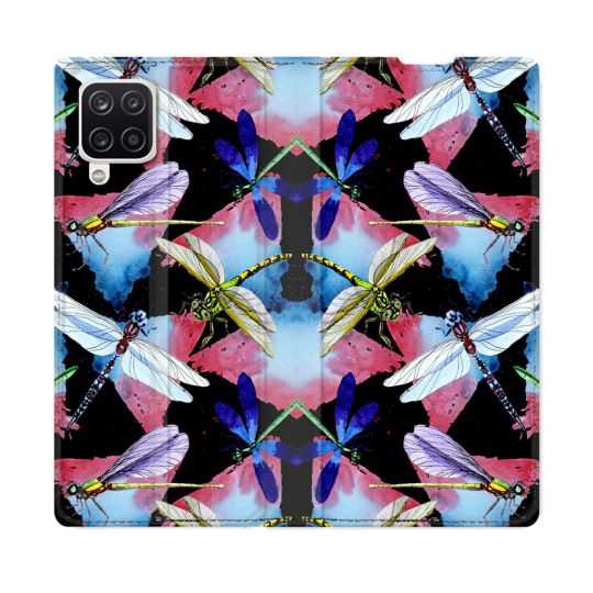 Housse Cuir Portefeuille Pour Samsung Galaxy A12 Animal Libellule