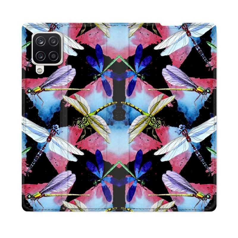 Housse Cuir Portefeuille Pour Samsung Galaxy A12 Animal Libellule