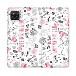 Housse Cuir Portefeuille Pour Samsung Galaxy A12 Amour Valentines