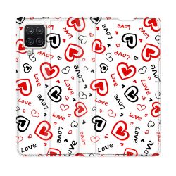 Housse Cuir Portefeuille Pour Samsung Galaxy A12 Amour Love
