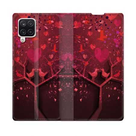 Housse Cuir Portefeuille Pour Samsung Galaxy A12 Amour Arbre