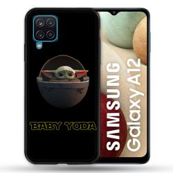Coque Pour Samsung Galaxy A12 Star Wars - Yoda bebe noir