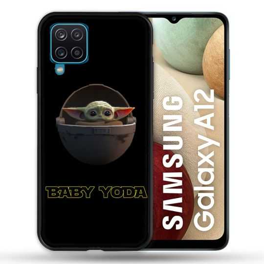 Coque Pour Samsung Galaxy A12 Star Wars - Yoda bebe noir