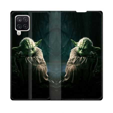 Housse Cuir Portefeuille Pour Samsung Galaxy A12 Star Wars - Yoda sombre