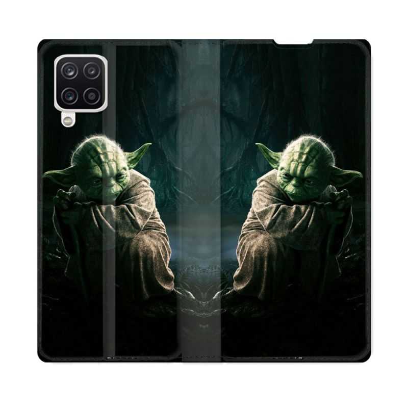 Housse Cuir Portefeuille Pour Samsung Galaxy A12 Star Wars - Yoda sombre