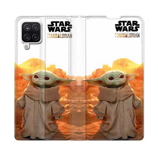 Housse Cuir Portefeuille Pour Samsung Galaxy A12 Star Wars - Yoda bebe soleil