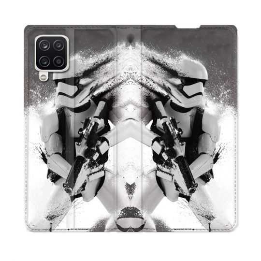 Housse Cuir Portefeuille Pour Samsung Galaxy A12 Star Wars - Trooper