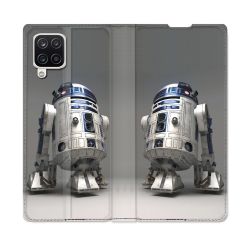 Housse Cuir Portefeuille Pour Samsung Galaxy A12 Star Wars - R2D2