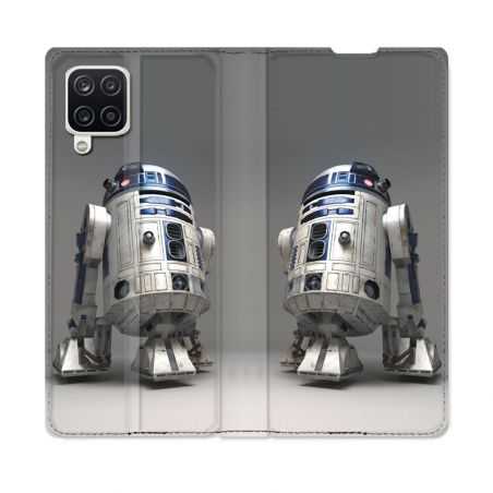 Housse Cuir Portefeuille Pour Samsung Galaxy A12 Star Wars - R2D2