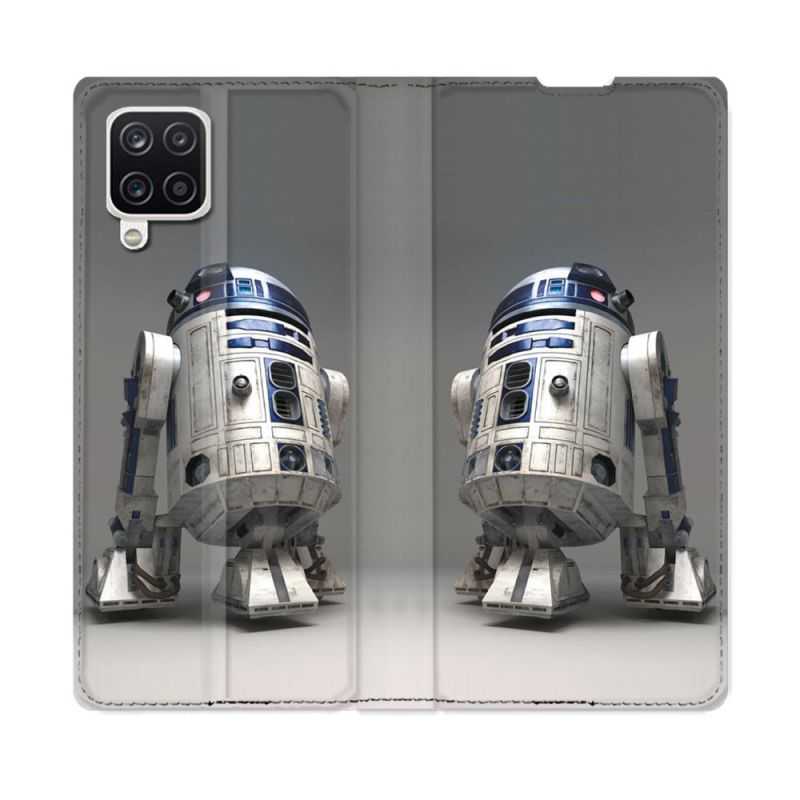 Housse Cuir Portefeuille Pour Samsung Galaxy A12 Star Wars - R2D2