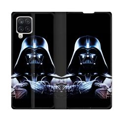 Housse Cuir Portefeuille Pour Samsung Galaxy A12 Star Wars - Dark Vador Noir