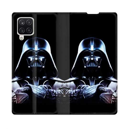 Housse Cuir Portefeuille Pour Samsung Galaxy A12 Star Wars - Dark Vador Noir