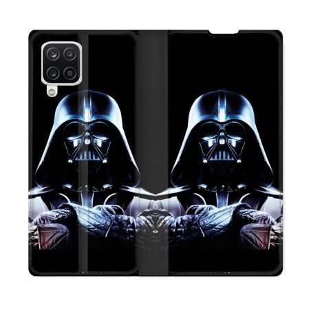 Housse Cuir Portefeuille Pour Samsung Galaxy A12 Star Wars - Dark Vador Noir