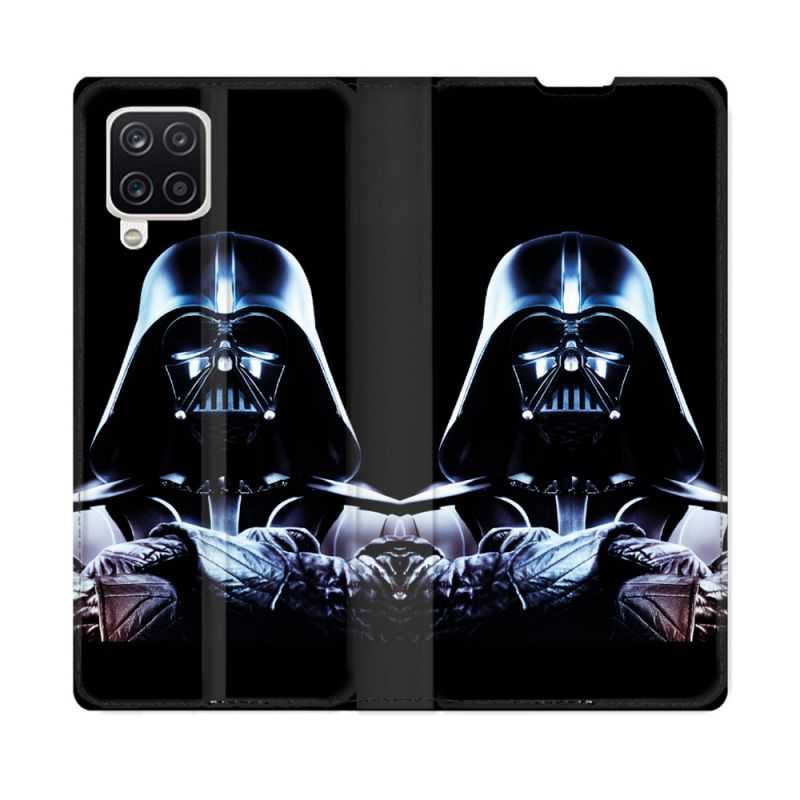 Housse Cuir Portefeuille Pour Samsung Galaxy A12 Star Wars - Dark Vador Noir