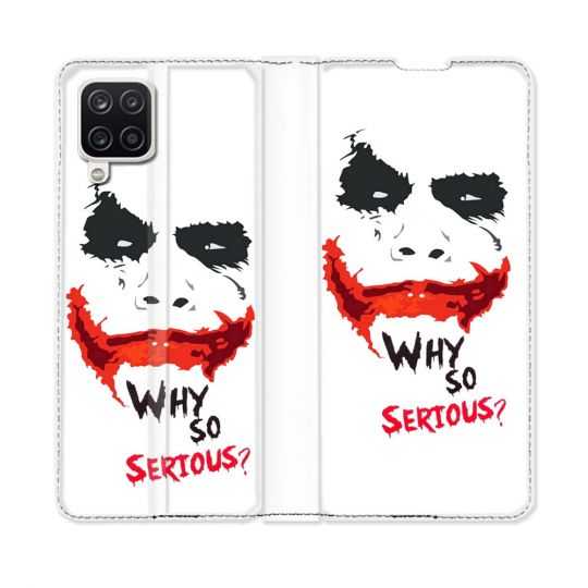 Housse Cuir Portefeuille Pour Samsung Galaxy A12 Joker Blanc